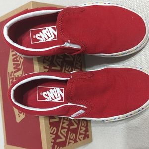 Vans Classic Slip-O Rainbow (Chckbrd) Rdwht Size 12 kids